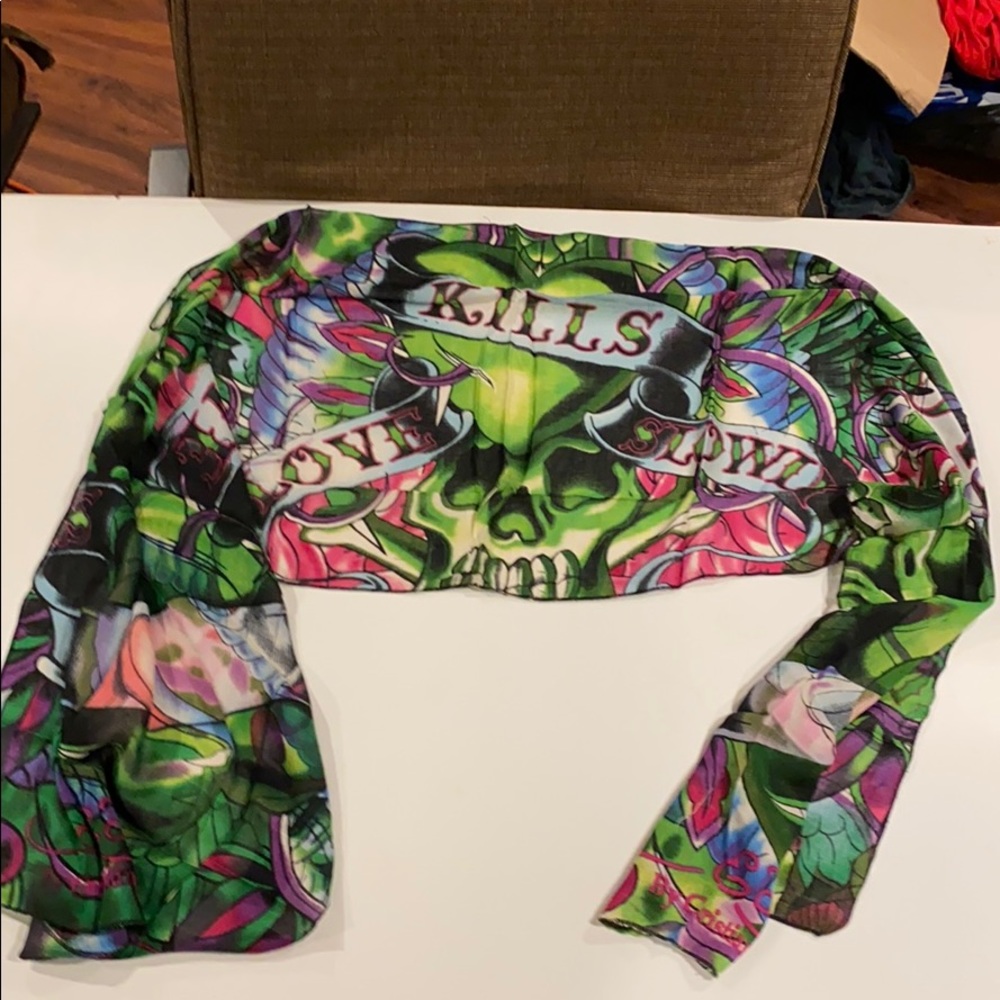 New real Ed Hardy by Christian Audiger green scarf